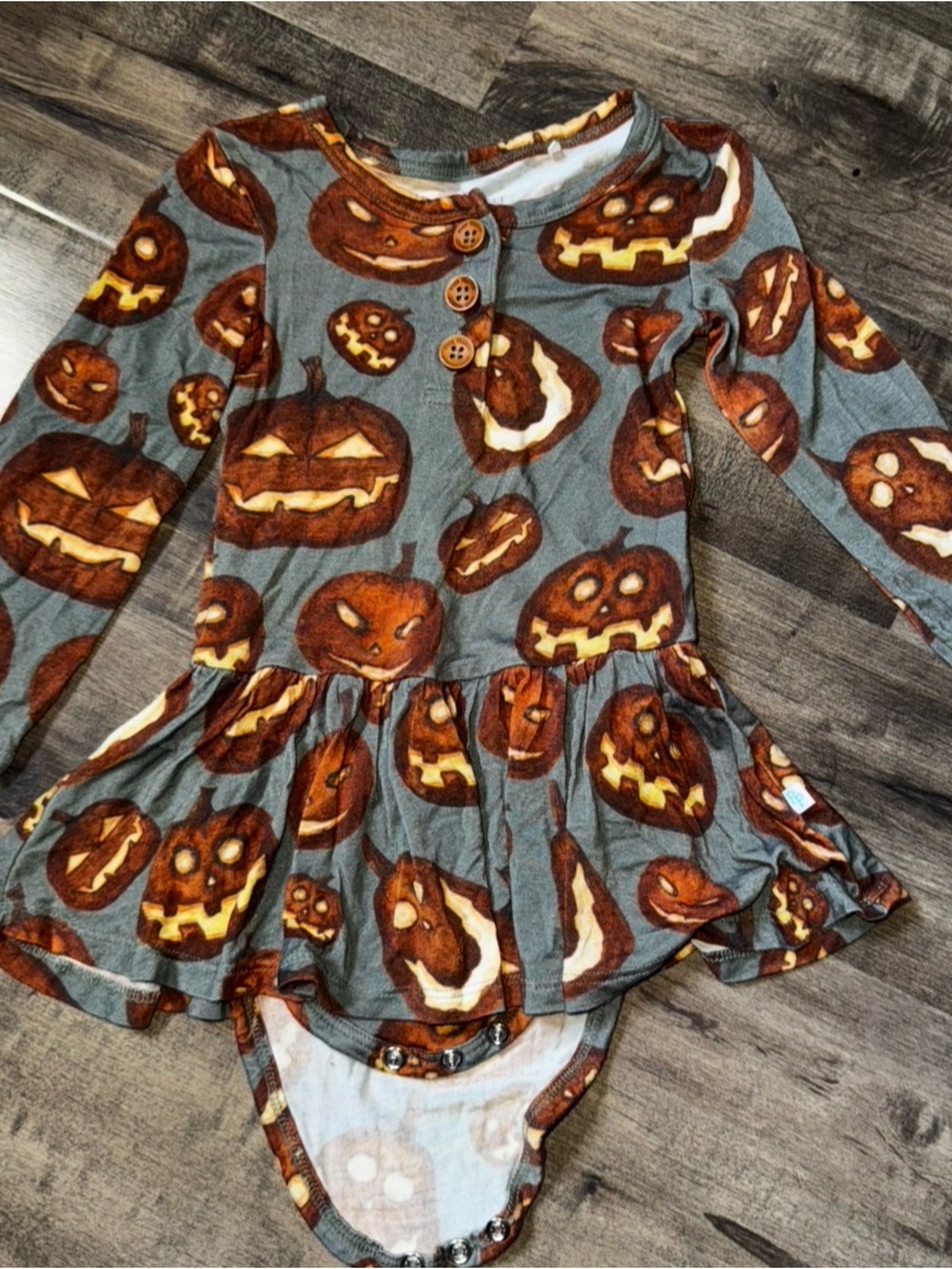 Posh Peanut Vintage Jack O Lantern Halloween Romper 18-24M Bamboo Rare Retired